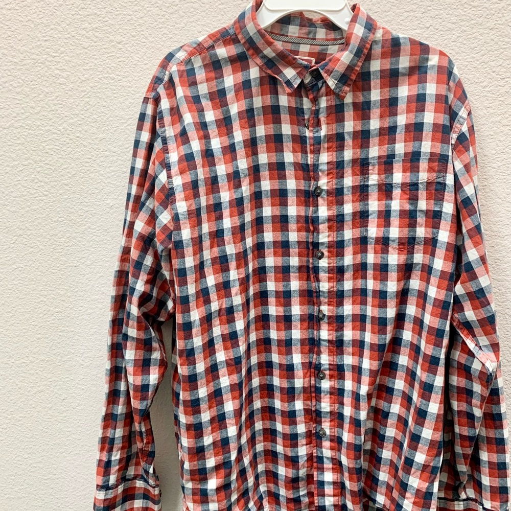 Wrangler Men’s Large Cotton Flannel Shirt Red Blue Plaid